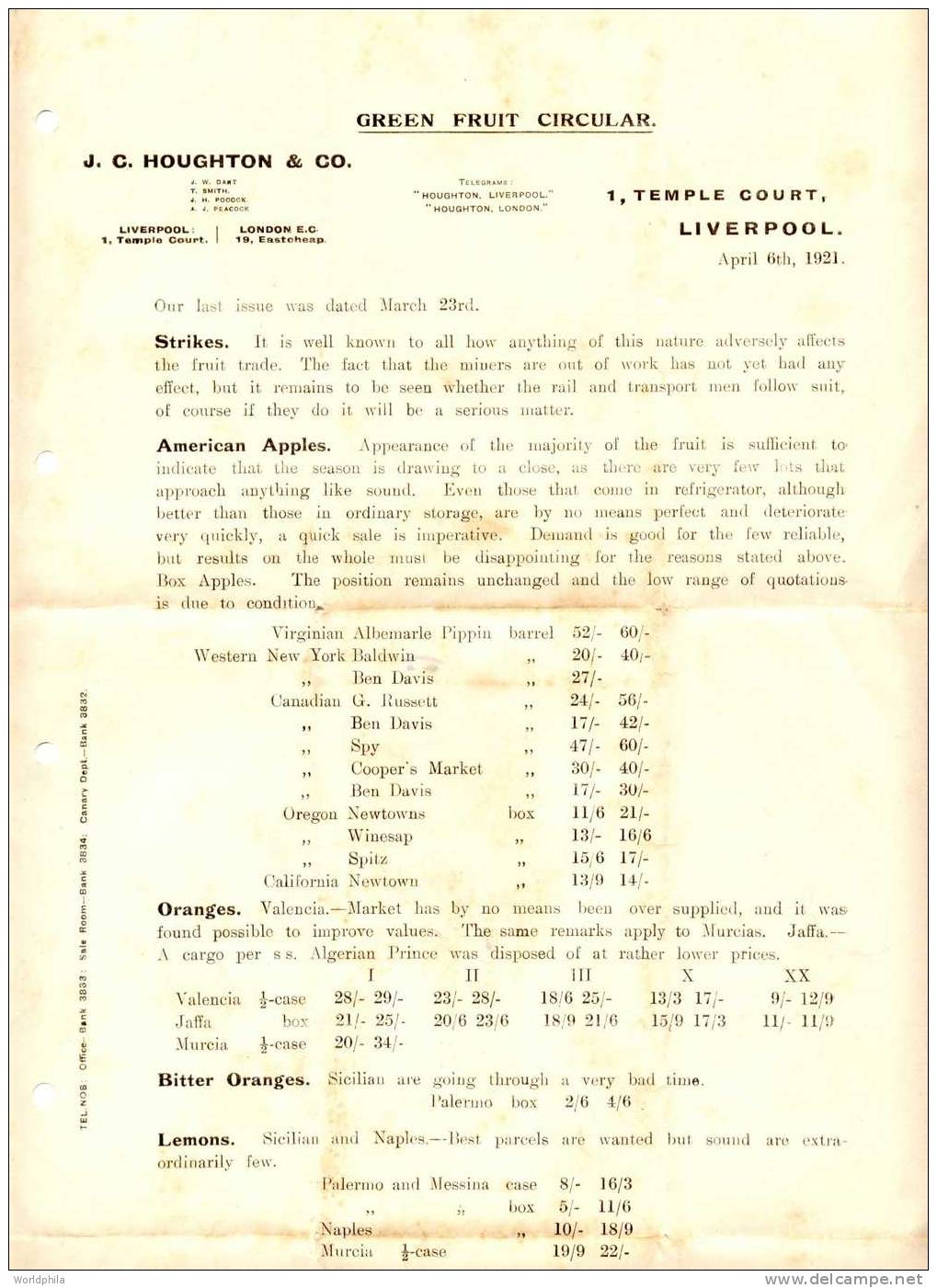 England-Palestine Folded Commercial Printed Form I 1921 - Palästina