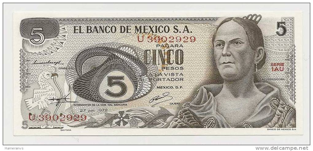 Messico 5 Pesos 1972  UNC - P.62c - Mexiko