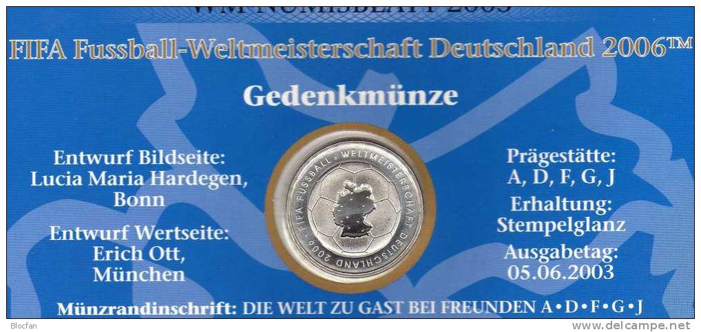 Numisblatt 25 Fussball-WM 2006 Deutschland Mit 2324/8 10-Block SST 40€ Zur Fussball - WM 1.Ausgabe Soccer Set Of Germany - 2006 – Deutschland