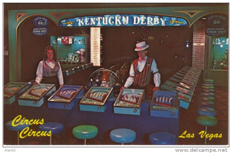Las Vegas Nevada, Circus Circus Casino Kentucky Derby Gambling Game On C1960s Vintage Postcard - Las Vegas