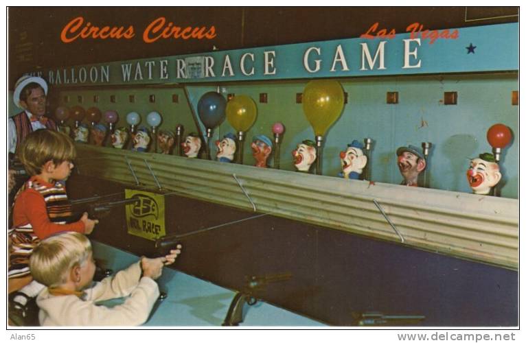 Las Vegas Nevada, Circus Circus Casino, Balloon Race Clown Game On C1960s Vintage Postcard - Las Vegas