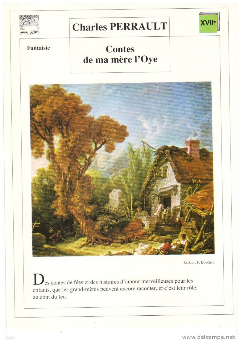 Fiche De Lecture Sur "Contes De Ma Mère L'Oye ", De Charles Perrault - Lesekarten
