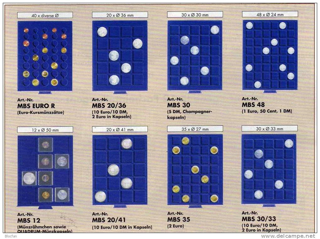EURO Münz-Box 10€  Angebot Des Monats 11€ Auf Blauen Samt Für 30 Neue Münzen For Coins In New Small Leuchtturm Coinsbox - Ongebruikte Sets & Proefsets