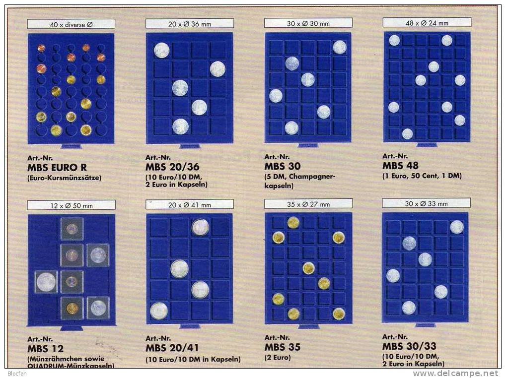 Münz-Box €-Set Angebot Des Monats 11€ Auf Blauen Samt Für 5 Neue Kursmünzen-Sätze Leuchtturm MBS - Finlandia