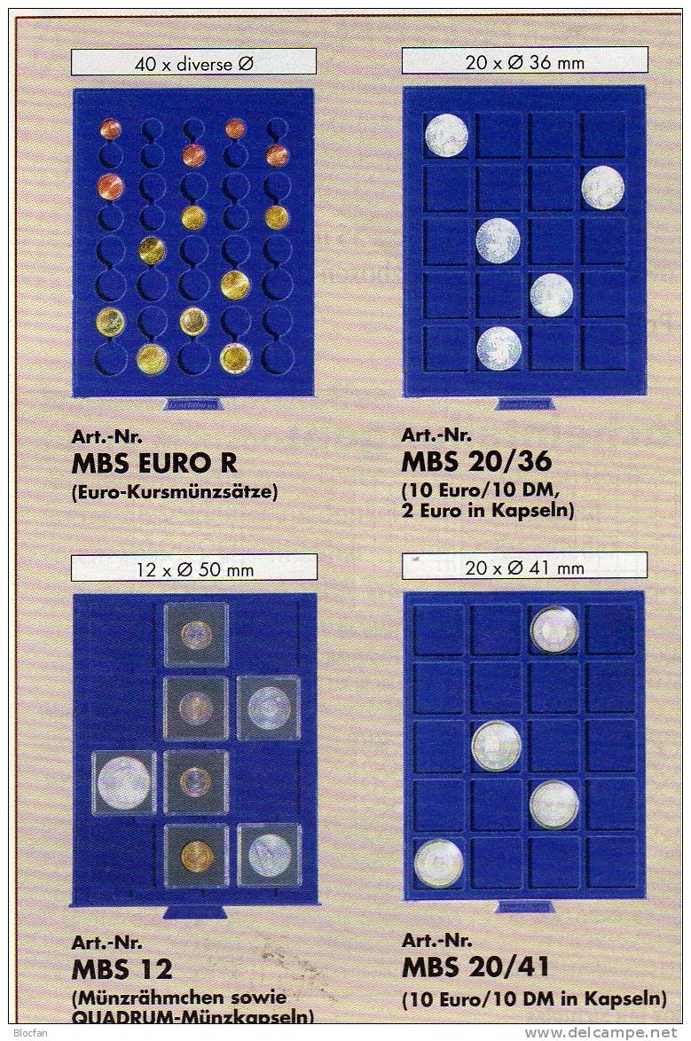 Münz-Box 1€/DM Angebot Des Monats 11€ Auf Blauen Samt Für 48 Neue Kleinmünzen For Coins In The Small Leuchtturm-coinbox - 1 Mark
