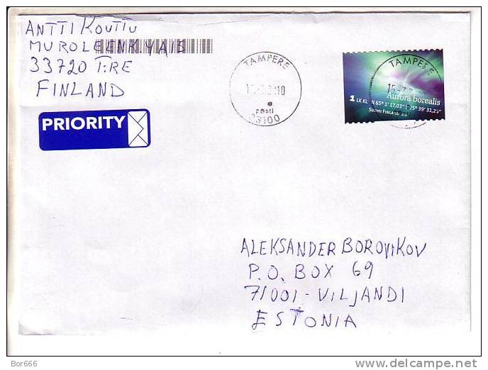 GOOD FINLAND Postal Cover To ESTONIA 2010 - Good Stamped: Aurora Borealis - Cartas & Documentos
