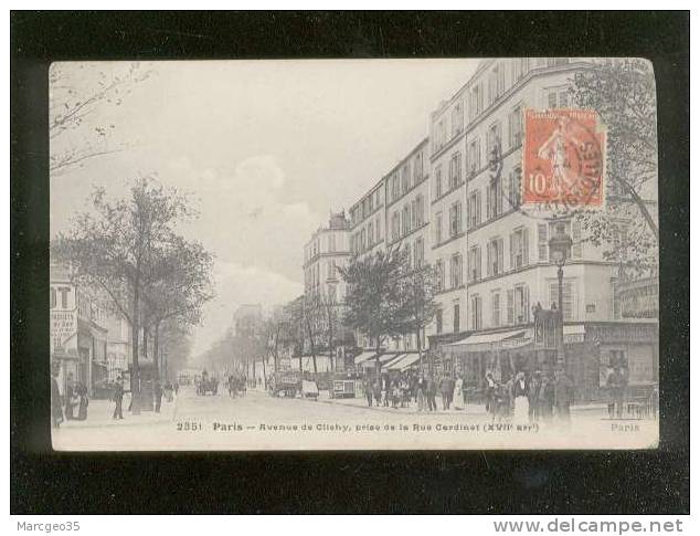 Paris Avenue De Clichy Prise De La Rue Cardinat XVIIe édit F.F. N° 2351 Animée - Arrondissement: 17