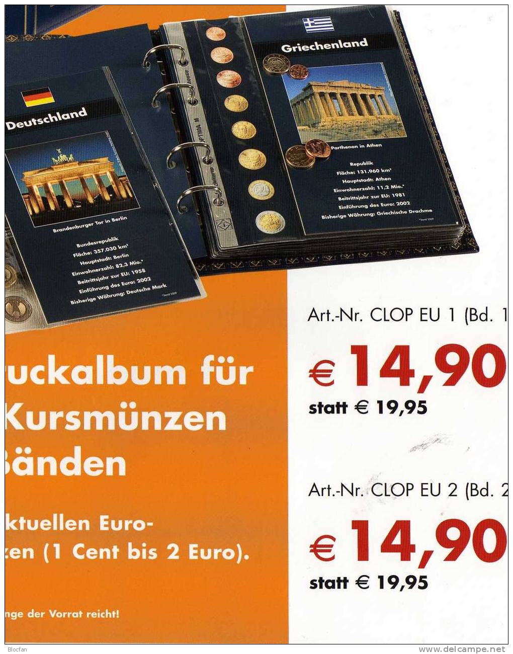 Münz-Alben €-Set Angebot Des Monats 40€ In Blau Für 16 Neue Sätze Band I + II Von A Bis Z - Irland