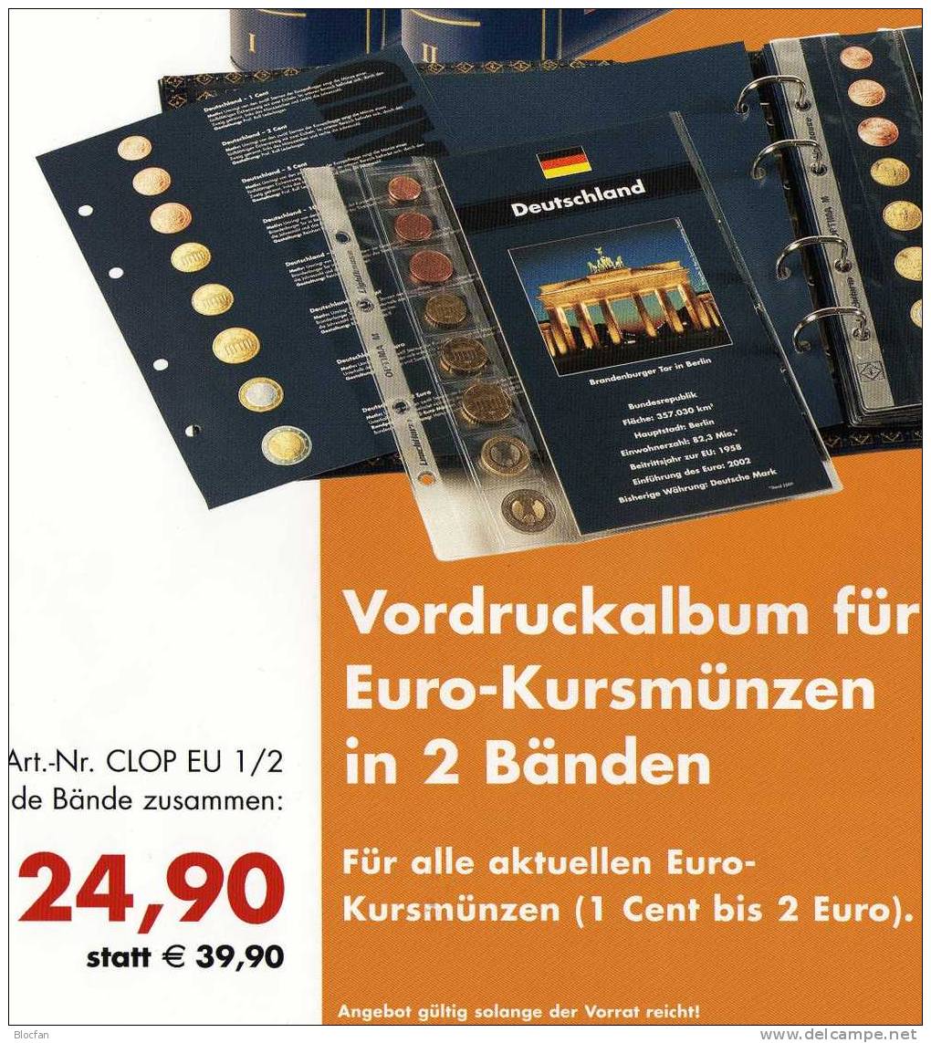 Münz-Alben €-Set Angebot des Monats 40€ in blau für 16 neue Sätze Band I + II von A bis Z