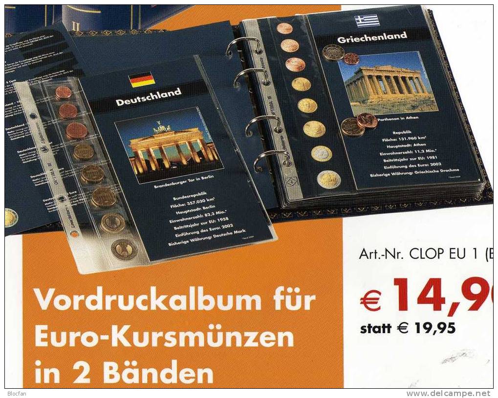 Münz-Alben €-Set Angebot des Monats 40€ in blau für 16 neue Sätze Band I + II von A bis Z