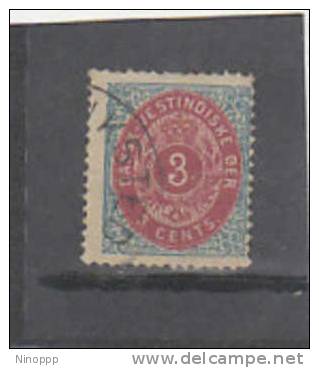 Danish Werst Indies-3c Blue & Carmine Used - Denmark (West Indies)