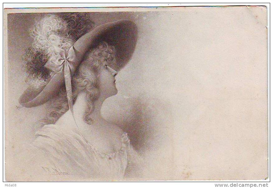 BEAU PROFIL DE FEMME Avec CHAPEAU Par WICHERA.  M.M. VIENNE Nr 112 - Wichera