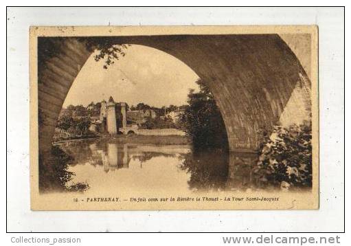 Cp, 79, Parthenay, Un Joli Coin Sur La Rivière Le Touet, La Tour Saint-Jacques, Voyagée 1934 - Parthenay