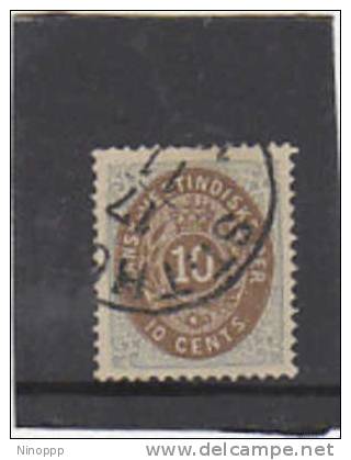 Danish West Indies-1876 10c Blue & Brown Used - Denmark (West Indies)