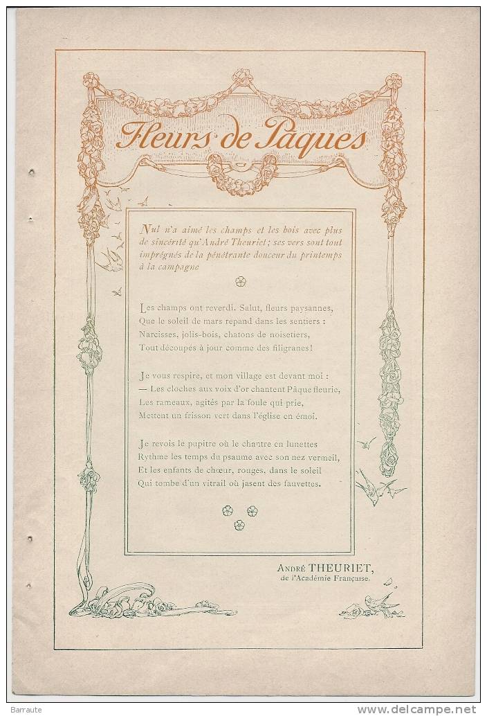 Poesie André THEURIET Edité En 1906 " FLEURS De PAQUES" Avec Une Composition Signée MYRBACH. - Franse Schrijvers
