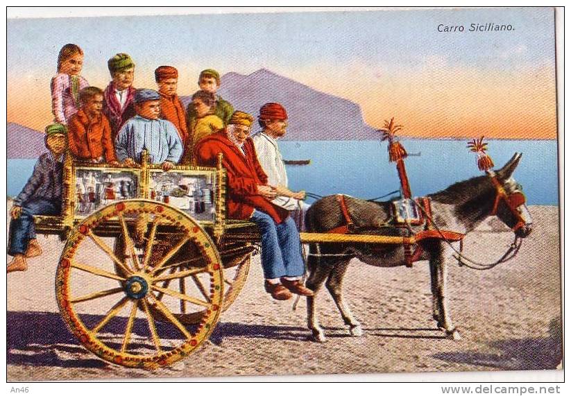 CARRO SICILIANO CON ASINO -ORIGINALE D´EPOCA-GUARDA - Non Classés