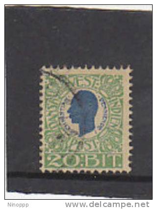 Danish West Indies-1905 20b Green And Blue Used - Danemark (Antilles)
