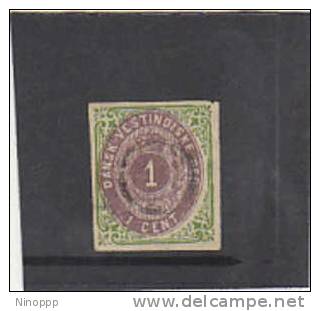 Danish West Indies-One Cent Green And Brown Red Imperforated Used - Denmark (West Indies)