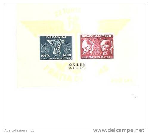 40842)foglio Serie Francobolli Romania Serie 1941 - Fratellanza D´armi - Odessa 16-10-1941 - Postmark Collection