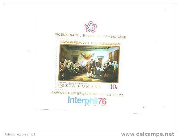 40854)foglio Serie Francobolli Romania Serie 1976 - Espo. Filatelica Interphil '76 - Marcophilie