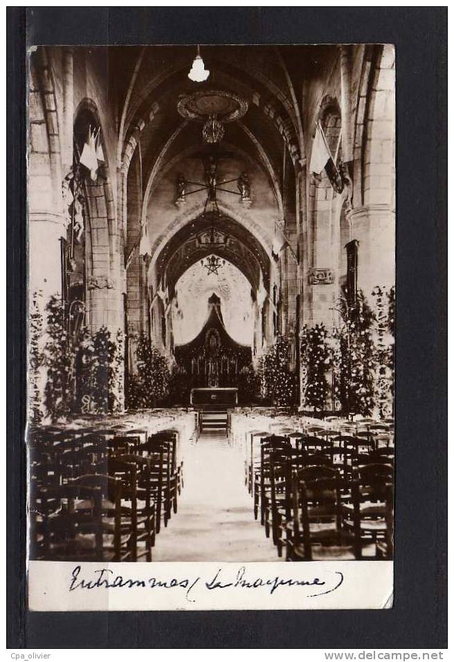 53 ENTRAMMES Carte Photo, Eglise, Intérieur, Cachet Lemaitre Aumonier St Joseph Des Champs, 1939 - Entrammes