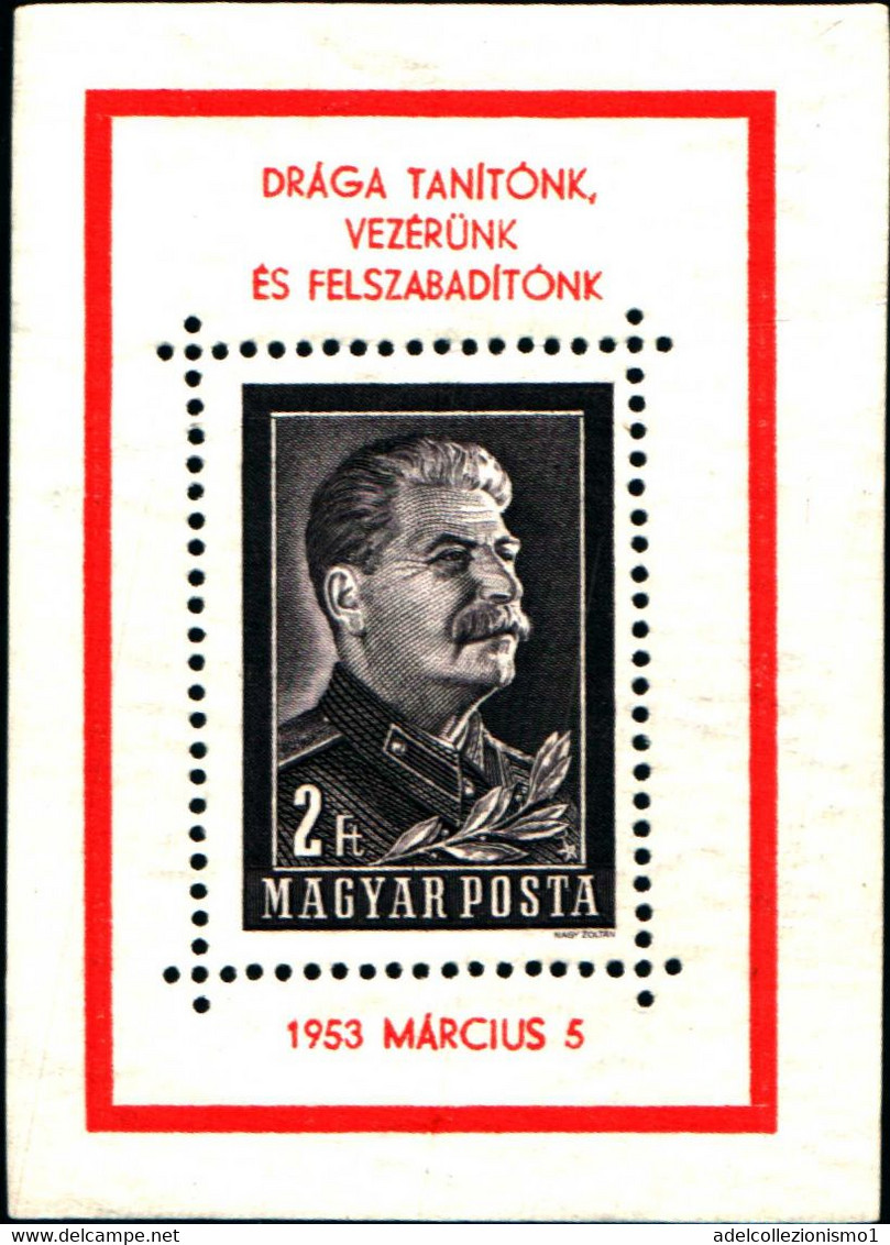 40856) UNGHERIA 1953 - Morte Di Stalin-BF DENTELLATO-MNH** - Poststempel (Marcophilie)