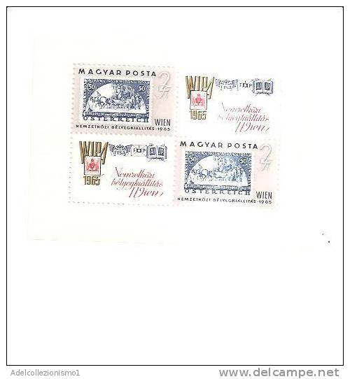 40870)foglio Serie Francobolli Ungheria Serie 1965 - Espo. Filatelica Di Vienna - Dentellato - Storia Postale