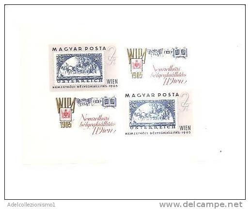 40871)foglio Serie Francobolli Ungheria Serie 1965 - Espo. Filatelica Di Vienna - Non Dentellato - Poststempel (Marcophilie)