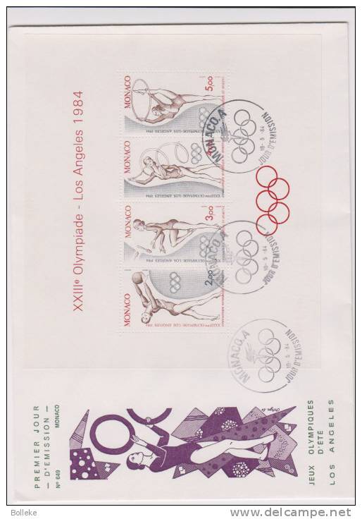 Monaco - Jeux Olympiques  - Yv  Bloc 27 De 1984  °  -  Gymnastique Artistique - Valeur 40 Euros - Covers & Documents