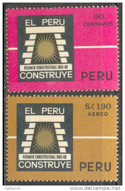 N)1967, PERU, SCN 503, C-212, BUILDING, 90 C, INCA WIND VANE AND SUN. 1.90 S, 6 YEARS BUILDING PROGRAM, SEE INFO+DESC. - Peru