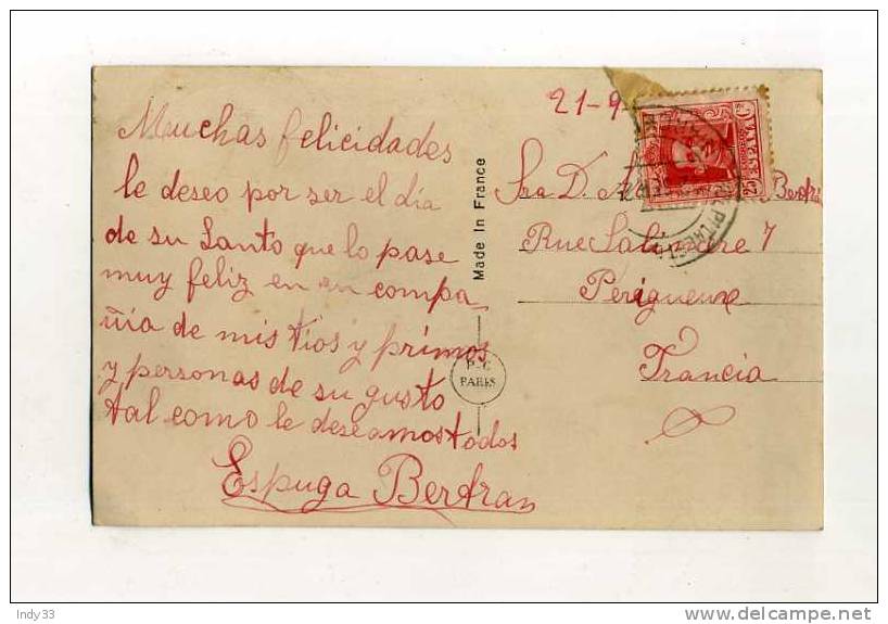 - ESPAGNE 1889/1931 .  AFFRANCHISSEMENT SIMPLE SUR CP DE 1925 POUR LA FRANCE - Covers & Documents