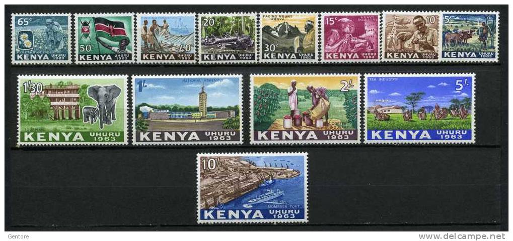 KENYA 1963 Definitive   Set Of  13  (one Value Missing) Yvert Cat N° 1/13  Mint Hinge Trace - Kenia (1963-...)