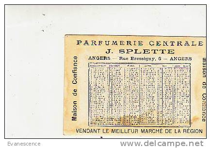 PETIT CALENDRIER PARFUM PARFUMERIE CENTRALE ANGERS 1892   //  N° 25 - Petit Format : ...-1900