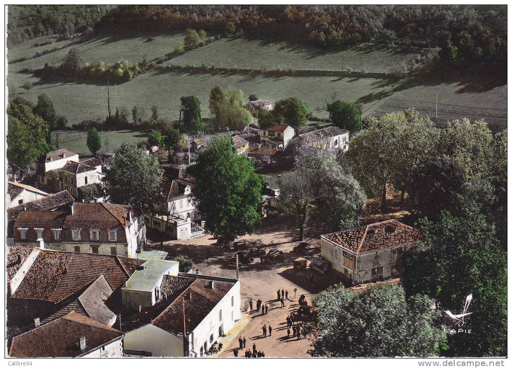 CPSM En Avion Au Dessus De MONTAIGU De QUERCY Vue D'ensemble - Montaigu De Quercy