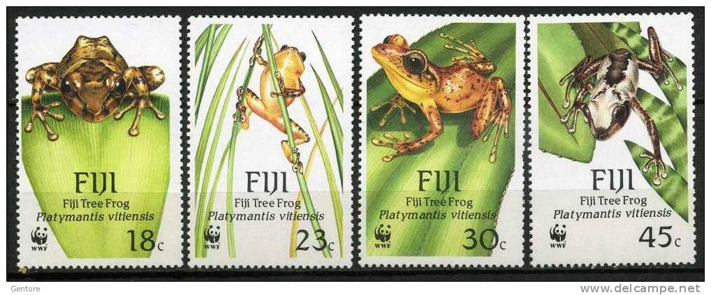 FIJI  1988 Frogs Cpl Set Of 4 Yvert Cat N° 587/90   Absolutely Perfect MNH ** - Kikkers