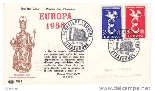 FRANCE 1958 EUROPA CEPT FDC - 1958