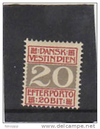 Danish West Indies-1905 Postage Due 20b Red& Gray MH - Dinamarca (Antillas)