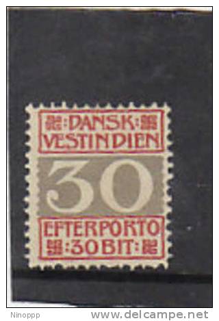 Danish West Indies-1905 Postage Due 30b Red And Gray MH - Denmark (West Indies)