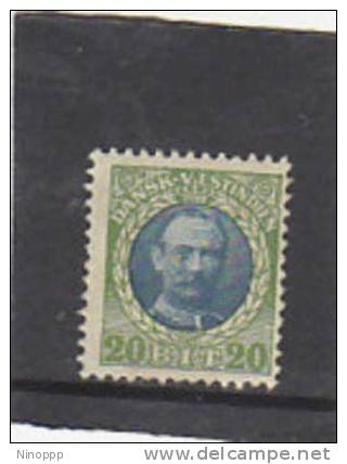 Danish West Indies-1907 King Frederik 20b Green And Blue MH - Danemark (Antilles)