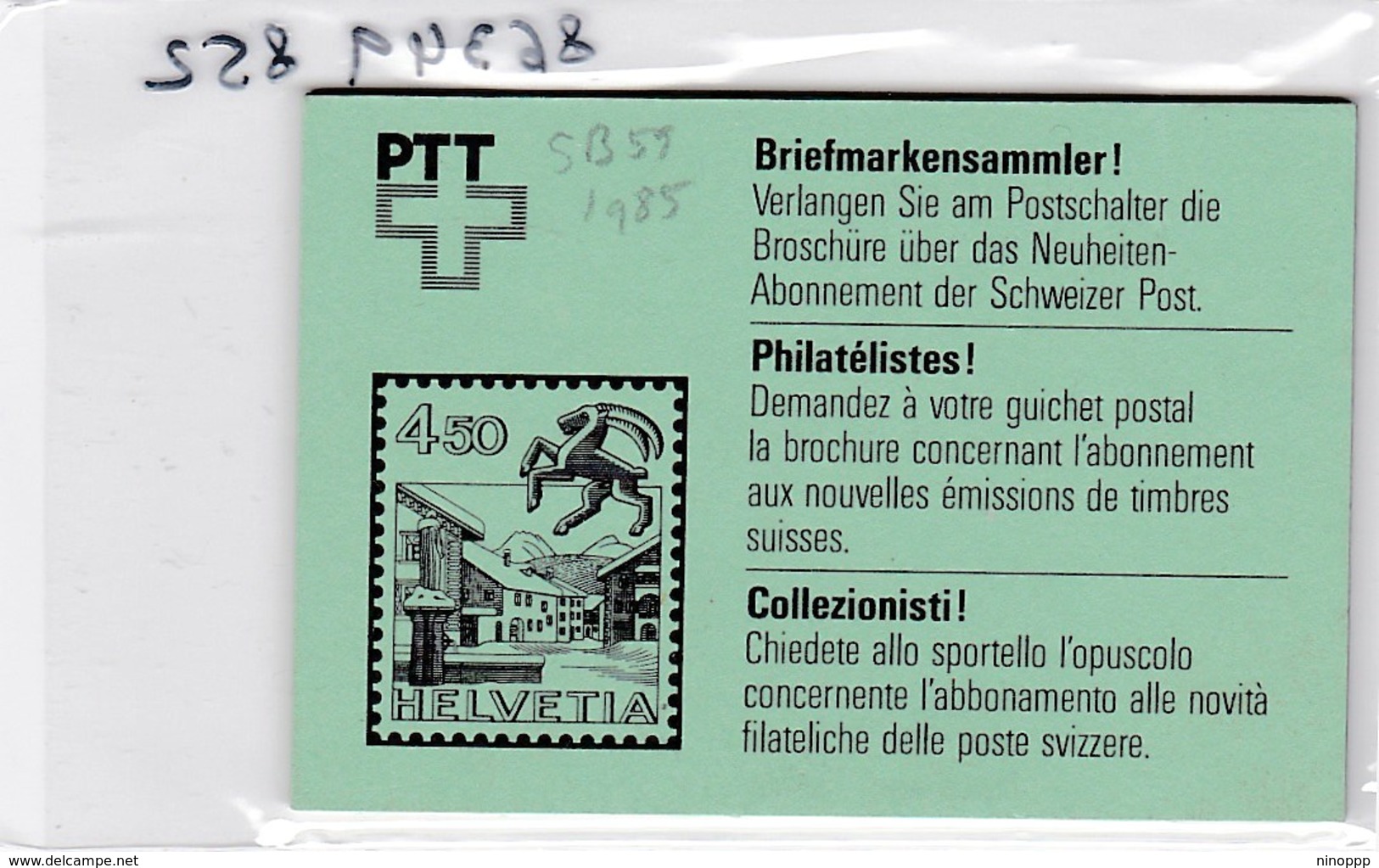 Switzerland-1985  Booklet SB 55 - Markenheftchen