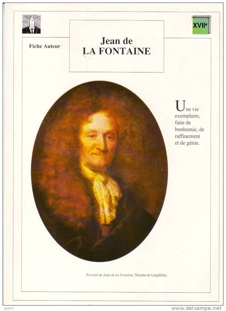 Fiche D´auteur Sur Jean De La Fontaine - Fichas Didácticas