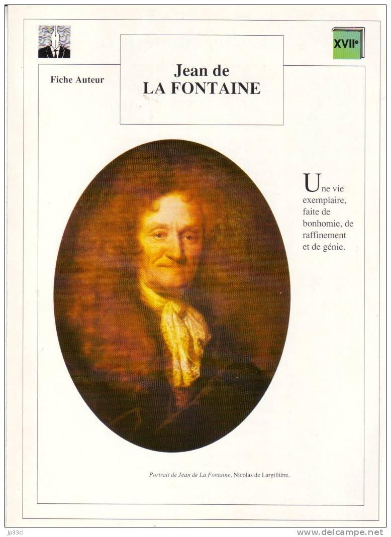 Fiche D´auteur Sur Jean De La Fontaine - Learning Cards