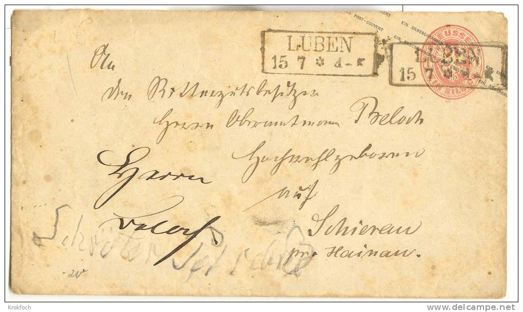 Preussen - Luben Sur Entier Postal - Stationary - Ganzsachen - Prusse - Ein Silbergroschen - Postwaardestukken