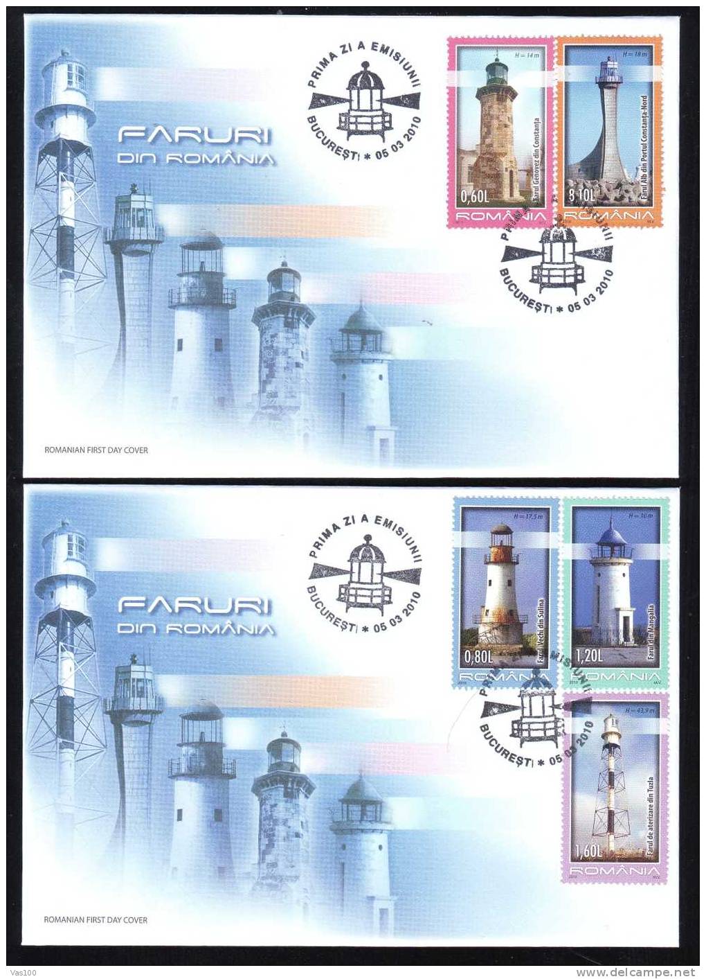 Phares,lighthouses From Romania 2010 ** 2 Covers FDC. - FDC