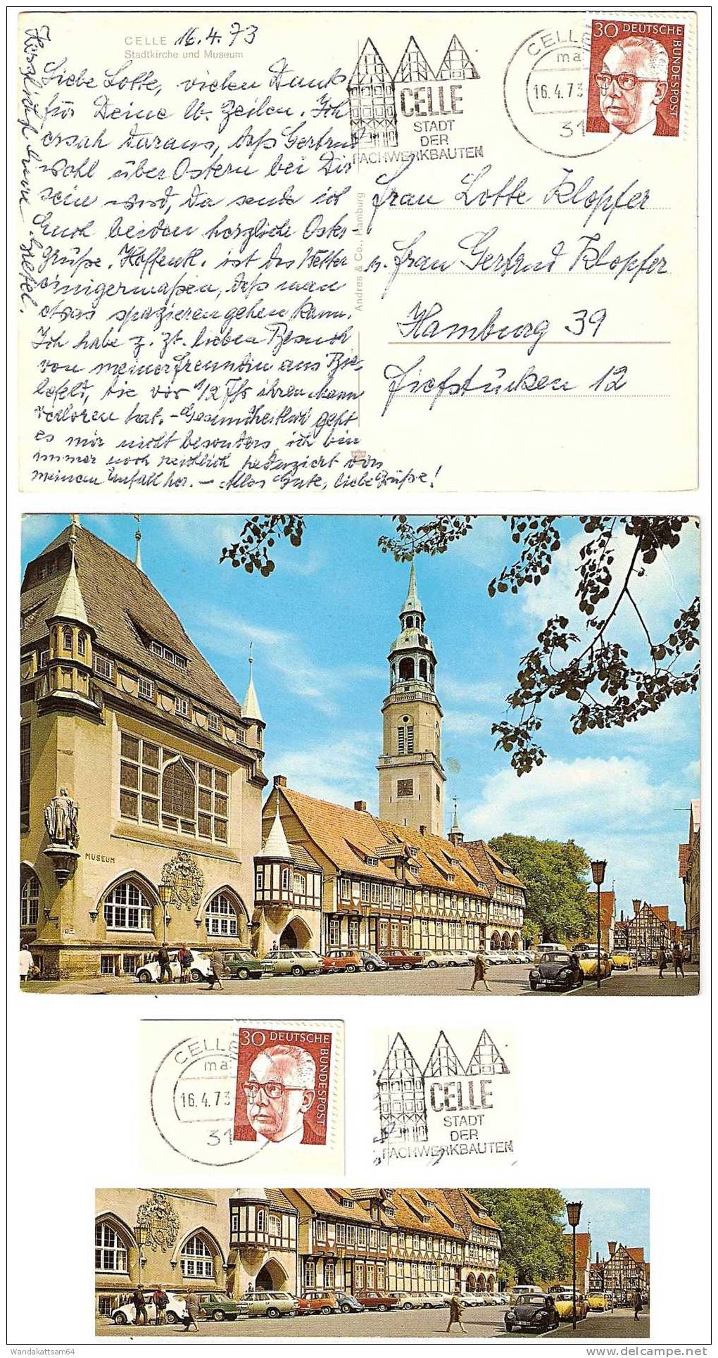 AK CELLE Stadtkirche Und Museum VWBus Und VW-Käfer Autos 16.4.73 - 20 31 CELLE Ma CELLE STADT DER FACHWERKBAUTEN ANDRES - Celle