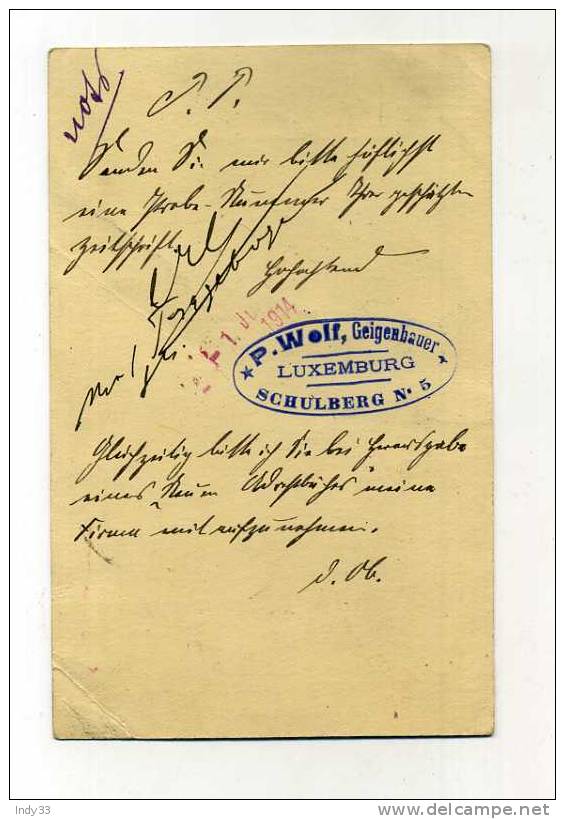 - LUXEMBOURG . ENTIER POSTAL  SUR CP DE 1914  POUR L´ALLEMAGNE - Stamped Stationery