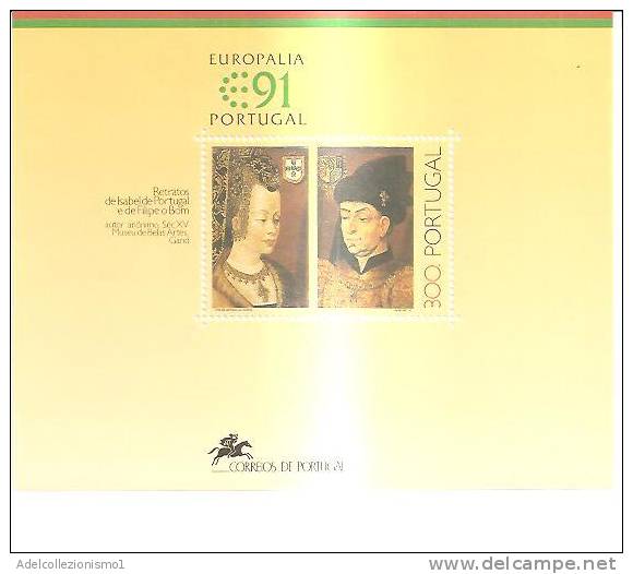 40938)foglio Con Francobolli Portogallo Serie 1991 - Europalia - Dentellati - Poststempel (Marcophilie)