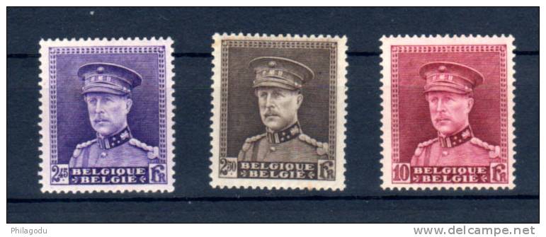 Albert 1er, 322 – 322A – 324 *, Cote 75 € - 1931-1934 Mütze (Képi)