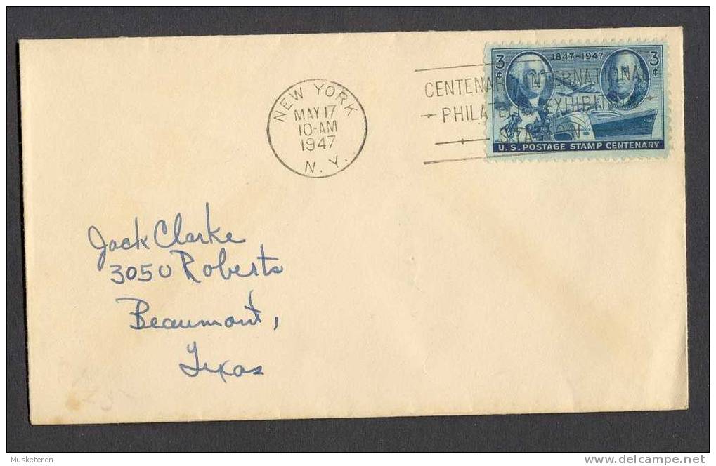 United States FDC Cover 1947 100th Year Stamp Anniversary Philatelic Exhibition Station - 1941-1950