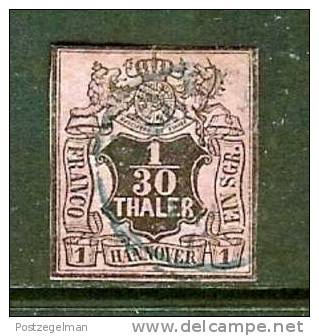 Hanover 1851 Used Stamp  1/30 Thaler Black Nr. 3 - Hanovre